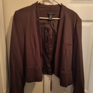 Grace Elements Women's Brown Blend Silk open Blazer Jacket